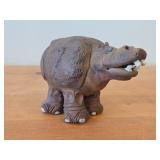 Vintage Hippo theme Clay Pottery Figurine (Signed) by J.A. Hamilton (1981)