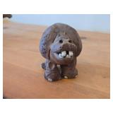 Vintage Hippo theme Clay Pottery Figurine (Signed) by J.A. Hamilton (1981)