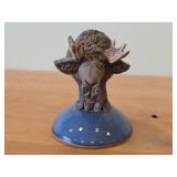 Vintage Moose theme Clay Pottery Figurine (Signed) by J.A. Hamilton (1977)