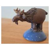 Vintage Moose theme Clay Pottery Figurine (Signed) by J.A. Hamilton (1977)