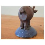 Vintage Moose theme Clay Pottery Figurine (Signed) by J.A. Hamilton (1977)