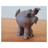 Vintage Pig theme Clay Pottery Figurine (Signed) by Hamilton (1981)