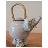 Vintage Elephant theme Clay Ceramic Tea Pot (Signed) by Hamilton (1981)