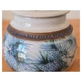 Lidded Jar (Signed) by Hamilton (2007) - Clay Pottery - titled  Sun Filters Through Tall Pines Spreading Shadow Lace Over Moss & Curling Ferns: Summer's Peace 6 1/4' x 7'