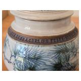 Lidded Jar (Signed) by Hamilton (2007) - Clay Pottery - titled  Sun Filters Through Tall Pines Spreading Shadow Lace Over Moss & Curling Ferns: Summer's Peace 6 1/4' x 7'