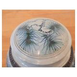 Lidded Jar (Signed) by Hamilton (2007) - Clay Pottery - titled  Sun Filters Through Tall Pines Spreading Shadow Lace Over Moss & Curling Ferns: Summer's Peace 6 1/4' x 7'