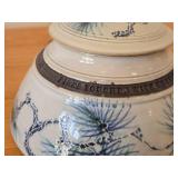 Lidded Jar (Signed) by Hamilton (2007) - Clay Pottery - titled  Pines Touched With Morning Sun Brush The Sky on the Lake A Loon Flirts Along Waterlilies 5' x 8'