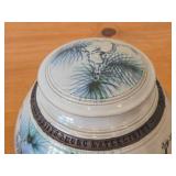 Lidded Jar (Signed) by Hamilton (2007) - Clay Pottery - titled  Pines Touched With Morning Sun Brush The Sky on the Lake A Loon Flirts Along Waterlilies 5' x 8'