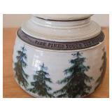 Lidded Jar (Signed) by Hamilton (2007) - Clay Pottery - titled  Dark Pines Touch The Moonshimmer Lake : A Loon Sings A Haunting Song Of Summer 5 1/2' x 7'