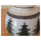 Lidded Jar (Signed) by Hamilton (2007) - Clay Pottery - titled  Dark Pines Touch The Moonshimmer Lake : A Loon Sings A Haunting Song Of Summer 5 1/2' x 7'