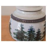 Lidded Jar (Signed) by Hamilton (2007) - Clay Pottery - titled  Dark Pines Touch The Moonshimmer Lake : A Loon Sings A Haunting Song Of Summer 5 1/2' x 7'