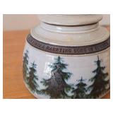 Lidded Jar (Signed) by Hamilton (2007) - Clay Pottery - titled  Dark Pines Touch The Moonshimmer Lake : A Loon Sings A Haunting Song Of Summer 5 1/2' x 7'