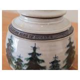 Lidded Jar (Signed) by Hamilton (2007) - Clay Pottery - titled  Dark Pines Touch The Moonshimmer Lake : A Loon Sings A Haunting Song Of Summer 5 1/2' x 7'