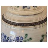 Lidded Jar (Signed) by Hamilton (2007) - Clay Pottery - titled  Blueberries ! Childrens' Laughter in Quiet Woods : Eager Fingers Find Treasure Hidden Beneath Pines 5' x 8'