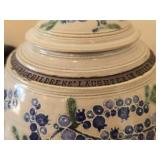 Lidded Jar (Signed) by Hamilton (2007) - Clay Pottery - titled  Blueberries ! Childrens' Laughter in Quiet Woods : Eager Fingers Find Treasure Hidden Beneath Pines 5' x 8'