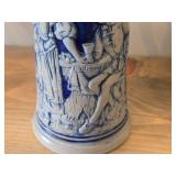 Vintage 7' Beer Stein (Germany) - Traditional German Life theme Salt Glazed Stoneware - titled  Keinen Tropfen im Becher mehr (Not a Drop Left  in the Mug)