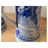 Vintage 7' Beer Stein (Germany) - Traditional German Life theme Salt Glazed Stoneware - titled  Keinen Tropfen im Becher mehr (Not a Drop Left  in the Mug)
