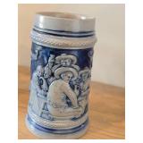 Vintage 6 1/2' Beer Stein (Germany) - Traditional German Life theme Salt Glazed Stoneware - titled  ist gut gemint (Is Well-Intentioned)
