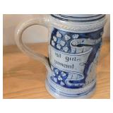 Vintage 6 1/2' Beer Stein (Germany) - Traditional German Life theme Salt Glazed Stoneware - titled  ist gut gemint (Is Well-Intentioned)