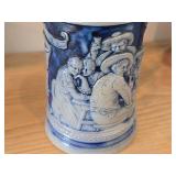 Vintage 6 1/2' Beer Stein (Germany) - Traditional German Life theme Salt Glazed Stoneware - titled  ist gut gemint (Is Well-Intentioned)