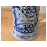 Vintage 6 1/2' Beer Stein (Germany) - Traditional German Life theme Salt Glazed Stoneware - titled  ist gut gemint (Is Well-Intentioned)