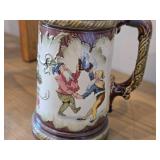 Vintage 1895 Mettlach Villeray & Boch Three Gnomes Dancing Playing Bagpipes Lidded Beer Stein #2184 .5-Liter x 8'