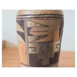 Vintage Historic 1950's Hopi Pueblo Indian Cylinder Vase | Polychrome Bird  (Flower) by Sadie Adams (Signed) 6' x 3 1/4'