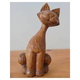 Cat theme Hand carved Wood Sculpture by Renowned Mexican Artist Jose Pinal (Signed)