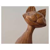 Cat theme Hand carved Wood Sculpture by Renowned Mexican Artist Jose Pinal (Signed)