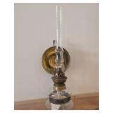Vintage Brenner Kosmos 13 1/2' Wall Kerosene Lamp with Tall Glass Chimney