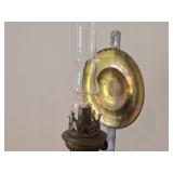 Vintage Brenner Kosmos 13 1/2' Wall Kerosene Lamp with Tall Glass Chimney