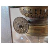 Vintage Brenner Kosmos 13 1/2' Wall Kerosene Lamp with Tall Glass Chimney