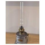 Vintage Tryg 14' Petrol / Kerosene Table Lamp with Metal Base and Tall Glass Chimney