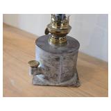 Vintage Tryg 14' Petrol / Kerosene Table Lamp with Metal Base and Tall Glass Chimney