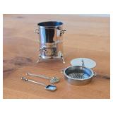 2 1/2' 57-grams (total) Italian .800 Solid Silver Novelty Miniature Fryer with Accessories - Scoop, Spatula, Strainer and Lid