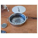 2 1/2' 57-grams (total) Italian .800 Solid Silver Novelty Miniature Fryer with Accessories - Scoop, Spatula, Strainer and Lid
