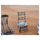 88-grams (total) Sterling Silver Miniature Collectibles - Coin-Top Patio Table, Rocking Chair and (2) Dining Side Chairs