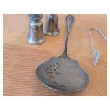 Lot of (6) 173-grams (total) - Sterling: 75-grams, 830S: 99-grams Sterling Silver Housewares - Spoon, Salt and Pepper Shakers, Tong, Forks (x2)
