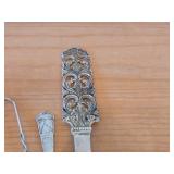 Lot of (6) 173-grams (total) - Sterling: 75-grams, 830S: 99-grams Sterling Silver Housewares - Spoon, Salt and Pepper Shakers, Tong, Forks (x2)