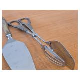 360-grams (total) Sterling Silver Housewares - Pie / Cake Servers (x2), Scissor-style Serving Tong + 830S Silver Cheese Slicer