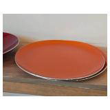 Lot of (5) Enameled Aluminum Housewares by Emalox (Norway) - 12-1/4' Plates (x2), Candleholder, 4' Bowl and 11' Serving Bowl
