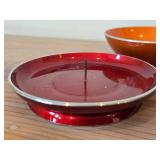 Lot of (5) Enameled Aluminum Housewares by Emalox (Norway) - 12-1/4' Plates (x2), Candleholder, 4' Bowl and 11' Serving Bowl