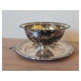 Vintage 465-grams (total) Silverplated Serving Bowl with Attached Plate