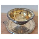 Vintage 465-grams (total) Silverplated Serving Bowl with Attached Plate