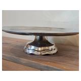 Vintage Wilton Armetale 11 1/2' Pewter Cake Plate with Pedestal Stand / Queen Anne design