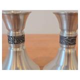 Lot of (2) Vintage Pewter Matching Candleholders (Norway)
