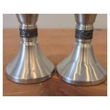 Lot of (2) Vintage Pewter Matching Candleholders (Norway)