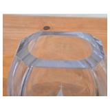 Scandi Glass Table Vase with Etched Village and Harbor Scene by Hadeland Glass (Norway)