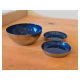 Lot of (3) Stainless Steel Housewares - Cathedral Line by Cathrine Holm (Norway) / Mid-Century Modern style / - Bowl and Dishes