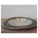 Lot of (4) Vintage Pewter Housewares (Norway) - Beaker, 11-1/2' Serving Platter, Collectible Dish (x2)